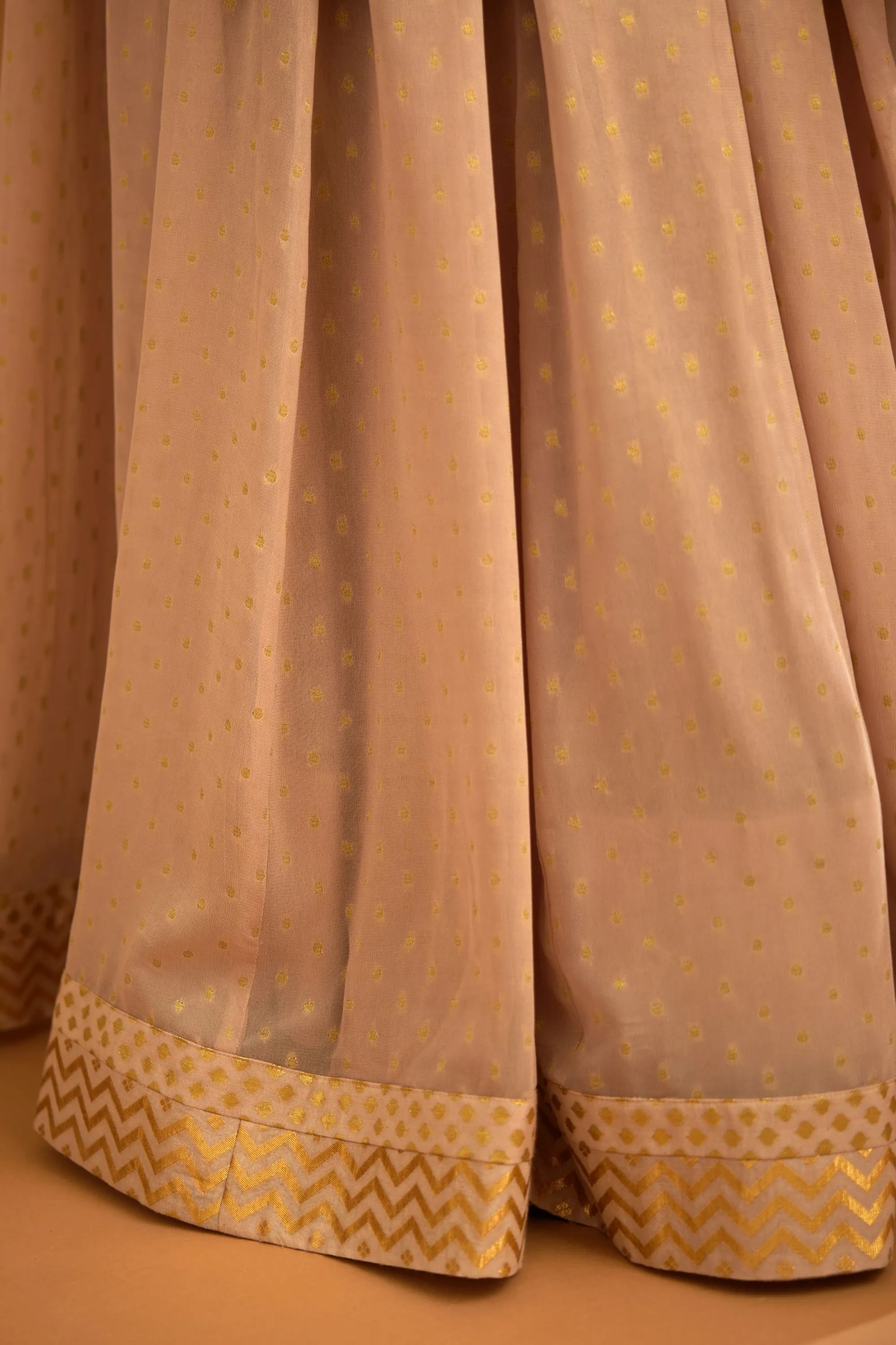 Neutral embroidered sharara set
