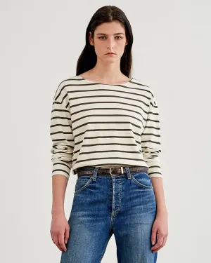 Nili Lotan Arlette Long Sleeve Shirt - Olive Stripe