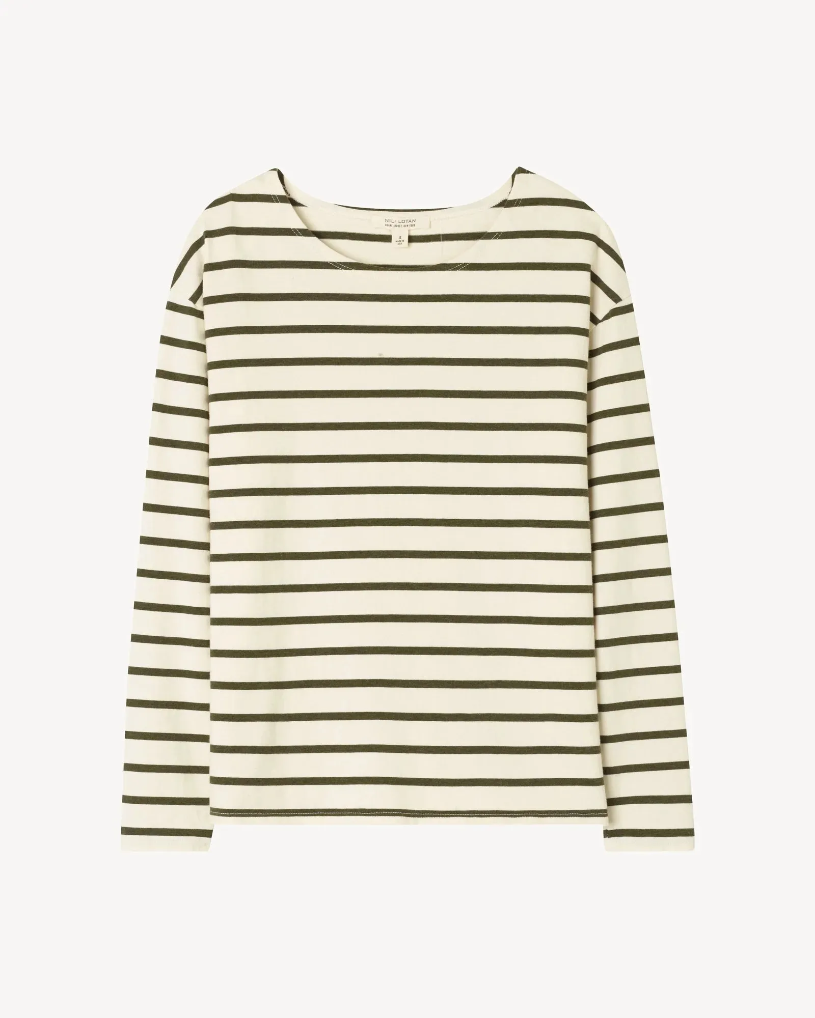Nili Lotan Arlette Long Sleeve Shirt - Olive Stripe
