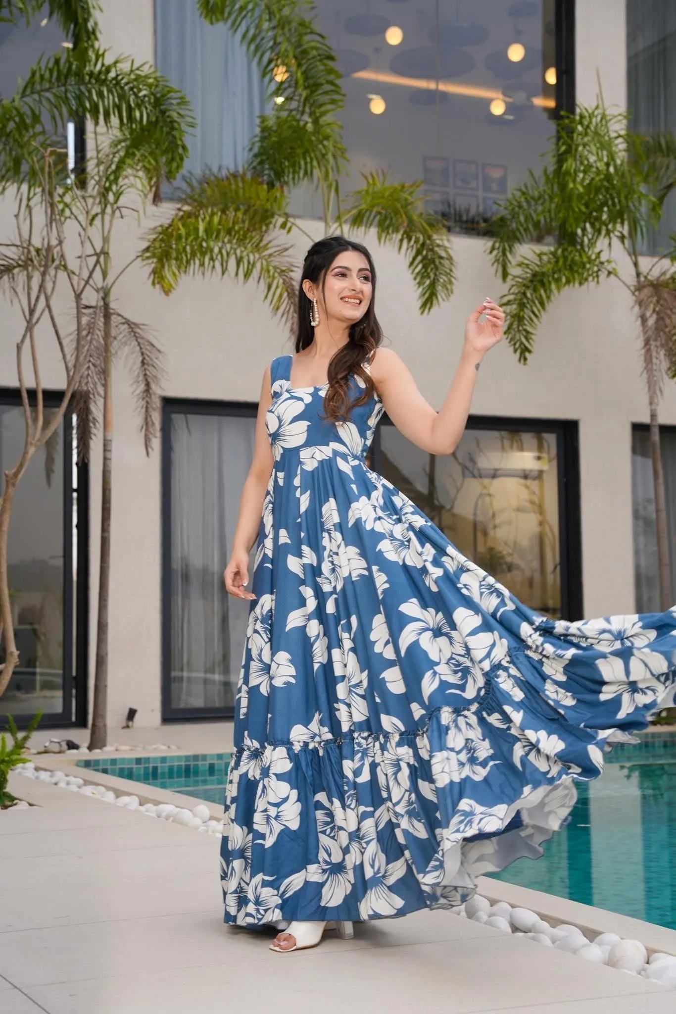 Ocean Drift Grey Maxi Dress