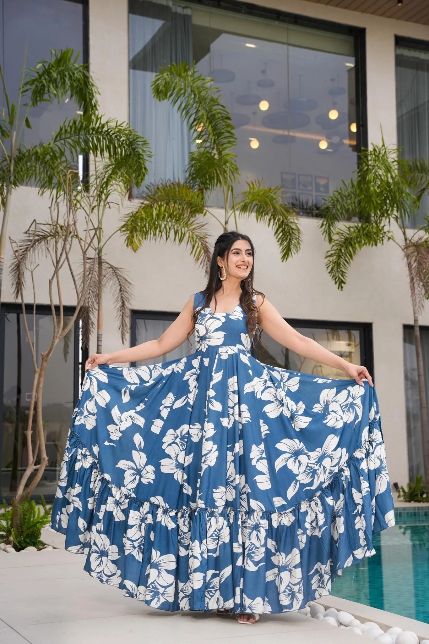 Ocean Drift Grey Maxi Dress