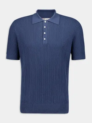 Oxford Blue Rib Knit Polo