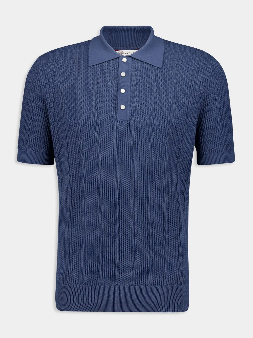 Oxford Blue Rib Knit Polo
