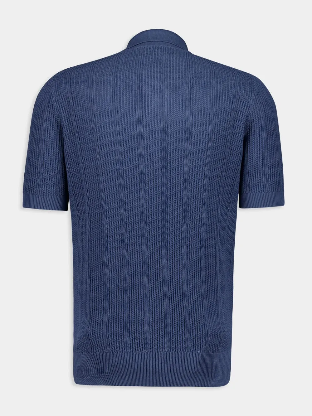 Oxford Blue Rib Knit Polo