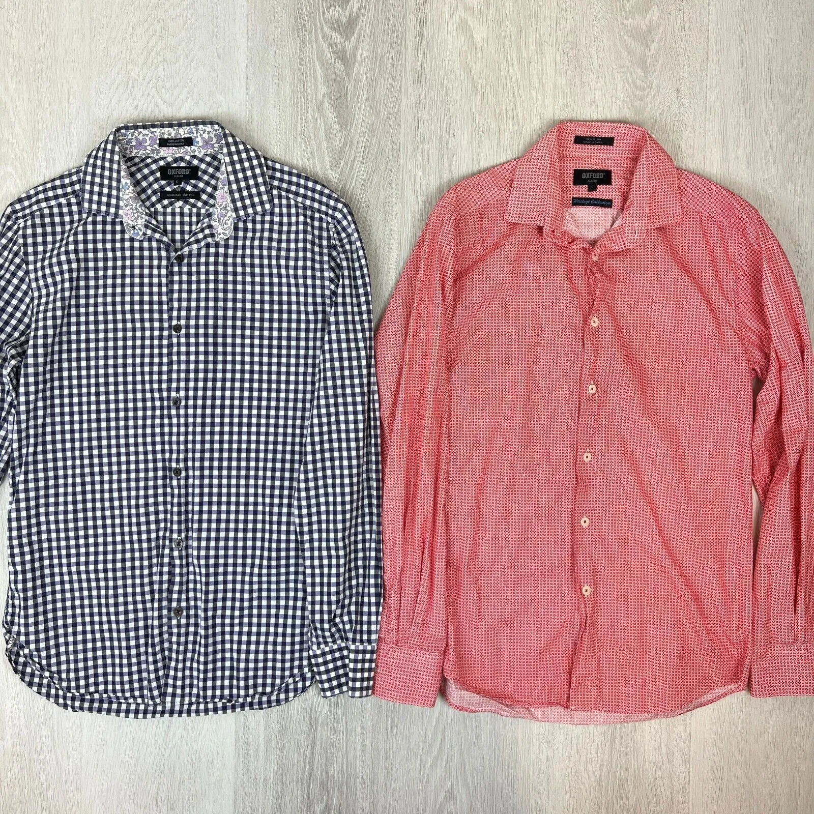 Oxford Mens Long Sleeve Button Up Shirt Size Small (2 Shirts)