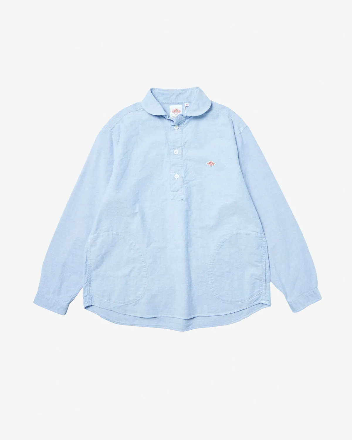 Oxford Round Collar Pullover Shirt Plain - Blue