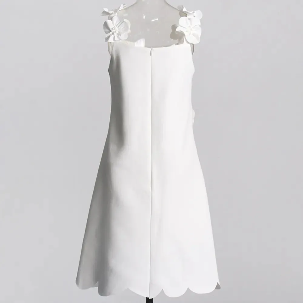 PATCHWORK APPLIQUES CAMISOLE DRESS IN WHITE