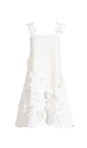 PATCHWORK APPLIQUES CAMISOLE DRESS IN WHITE