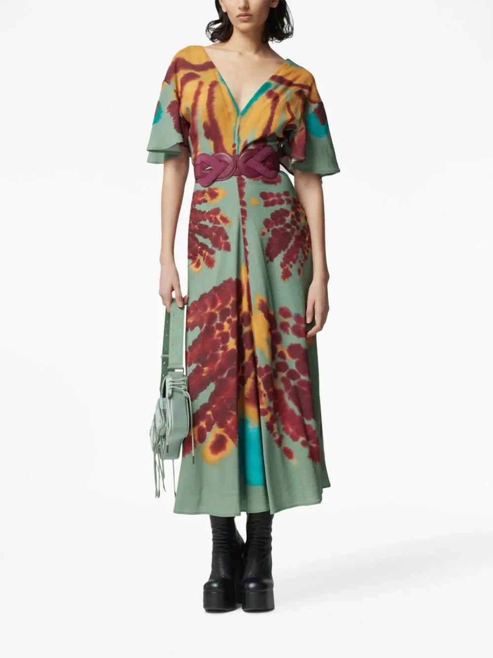 Pelopenese Tie-Dye V-Neck Midi Dress