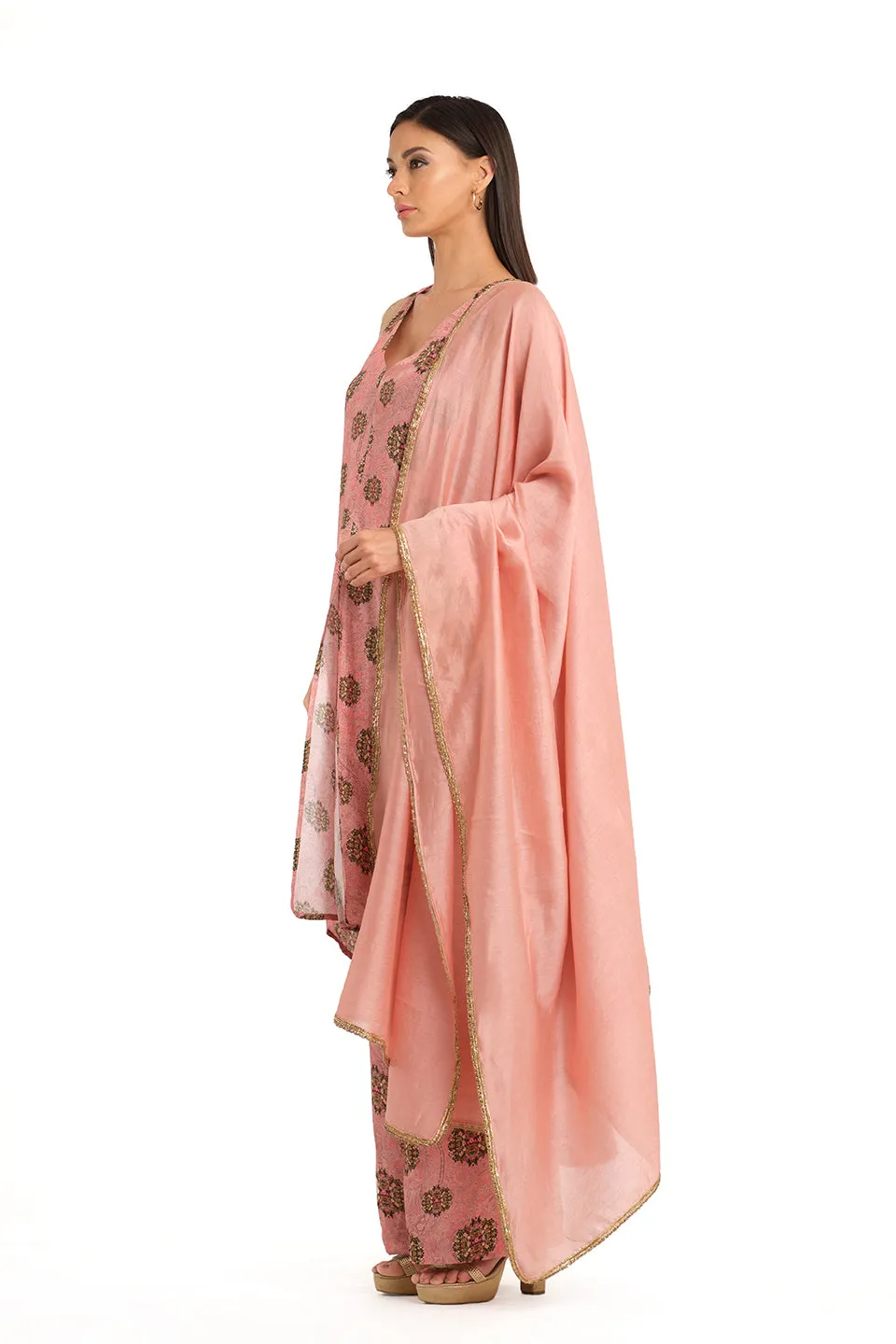 Pink signature print tunic set