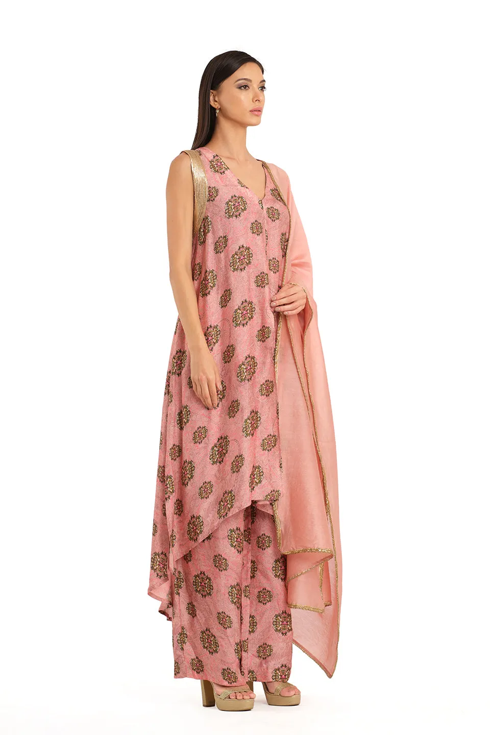 Pink signature print tunic set