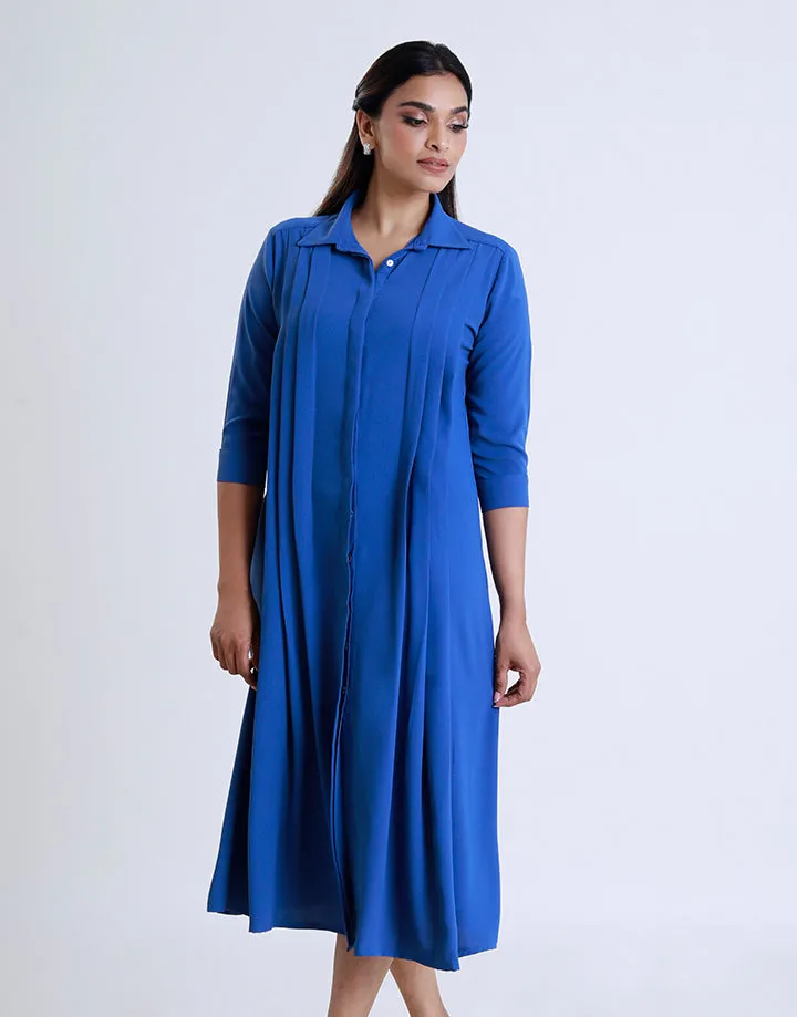 Pleat Detail Dress with Belt