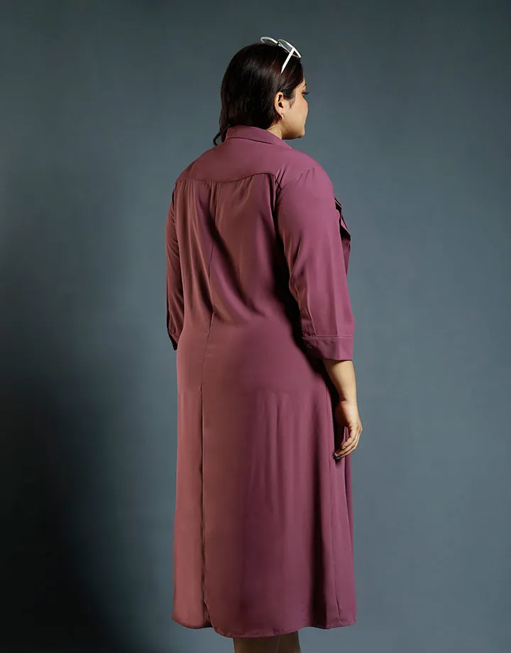 Pleat Detail Dress with Belt