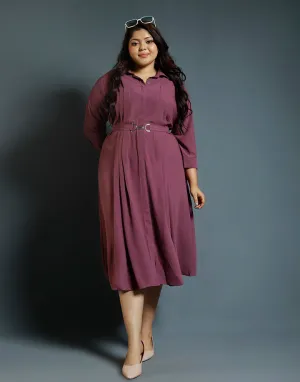 Pleat Detail Dress with Belt