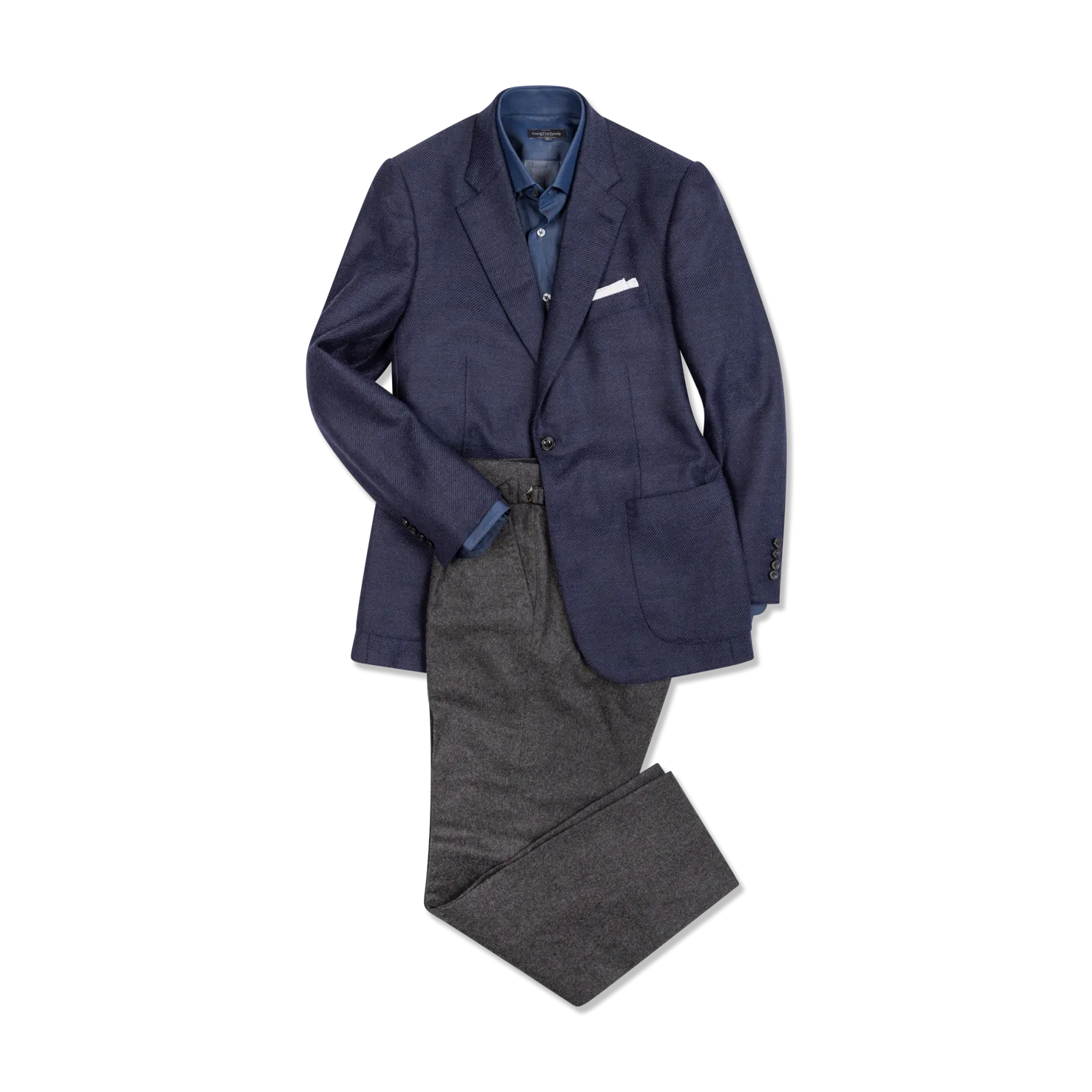 Pleat Front Trouser in Charcoal Grey Flannel