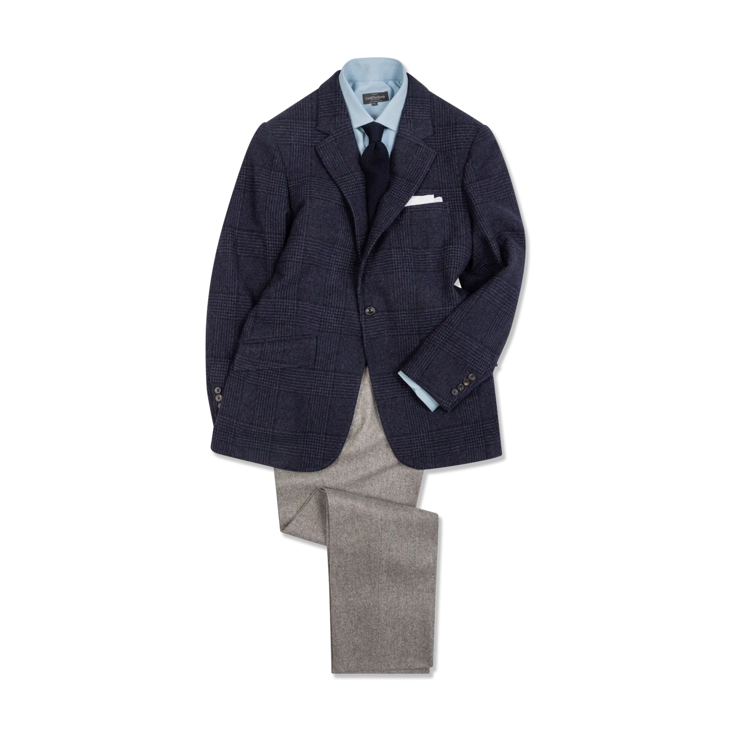 Pleat Front Trouser in Light Grey Flannel