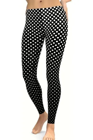 Plus Size  Black Polka Dot White Spot Leggings