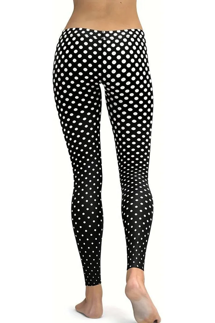 Plus Size  Black Polka Dot White Spot Leggings
