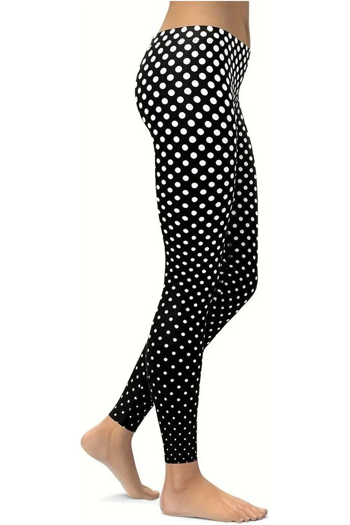Plus Size  Black Polka Dot White Spot Leggings