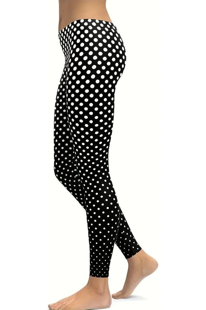 Plus Size  Black Polka Dot White Spot Leggings