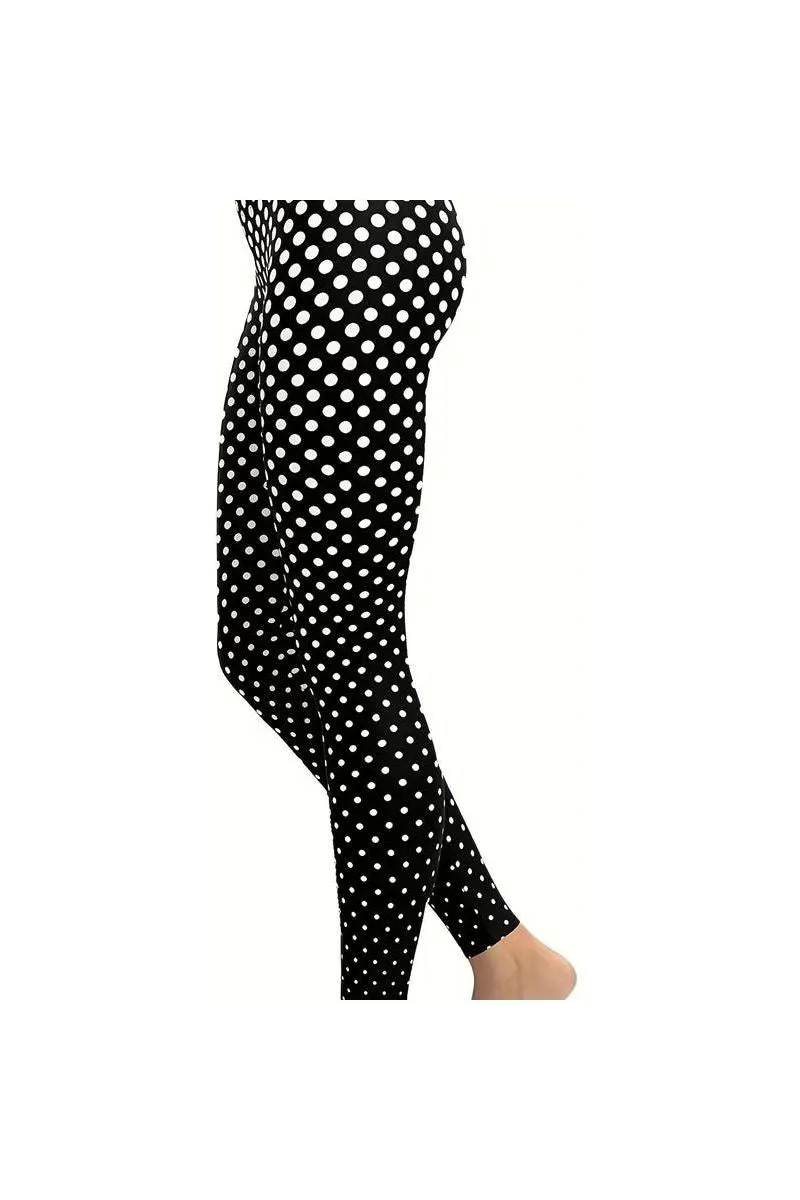 Plus Size  Black Polka Dot White Spot Leggings