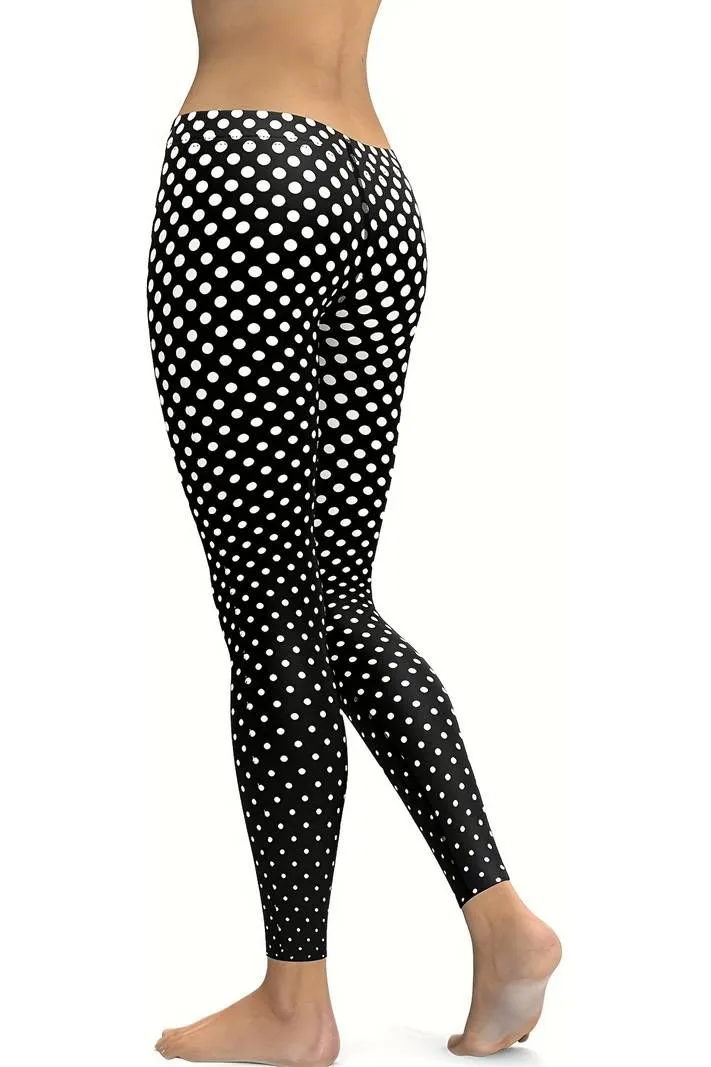 Plus Size  Black Polka Dot White Spot Leggings