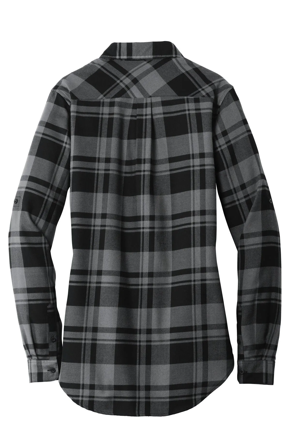 Port Authority Women's Plaid Flannel Tunic . LW668 Grey/ Black