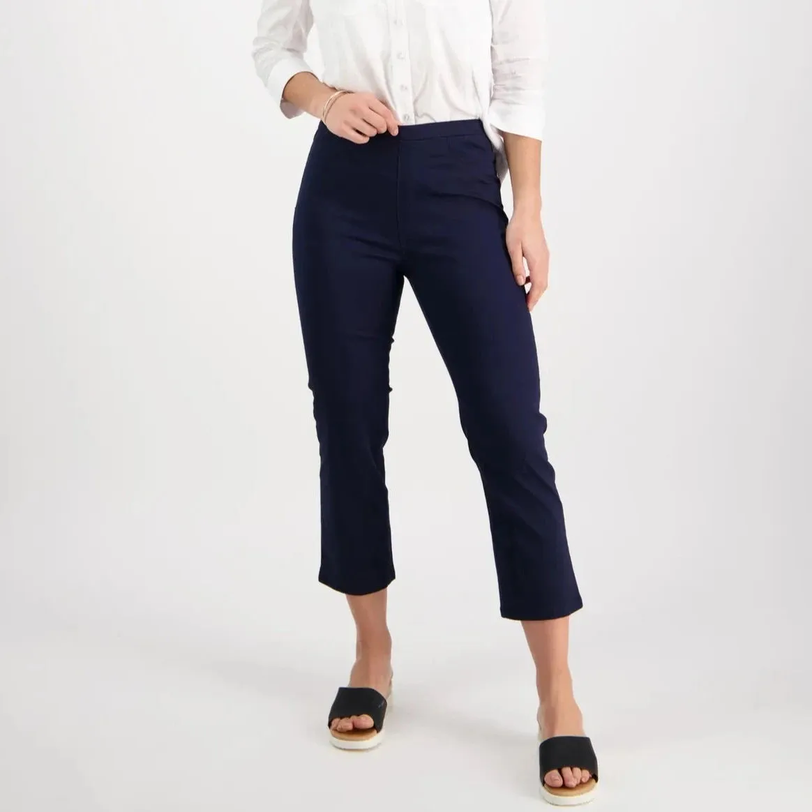 Pull On 7/8 Trousers - Navy