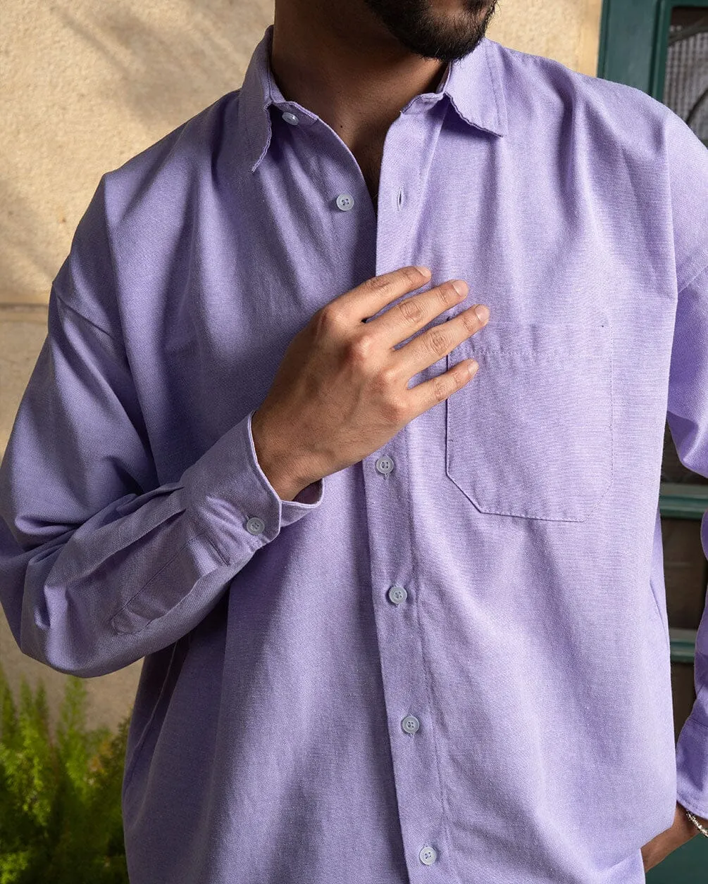 Purple Oversized Oxford Shirt