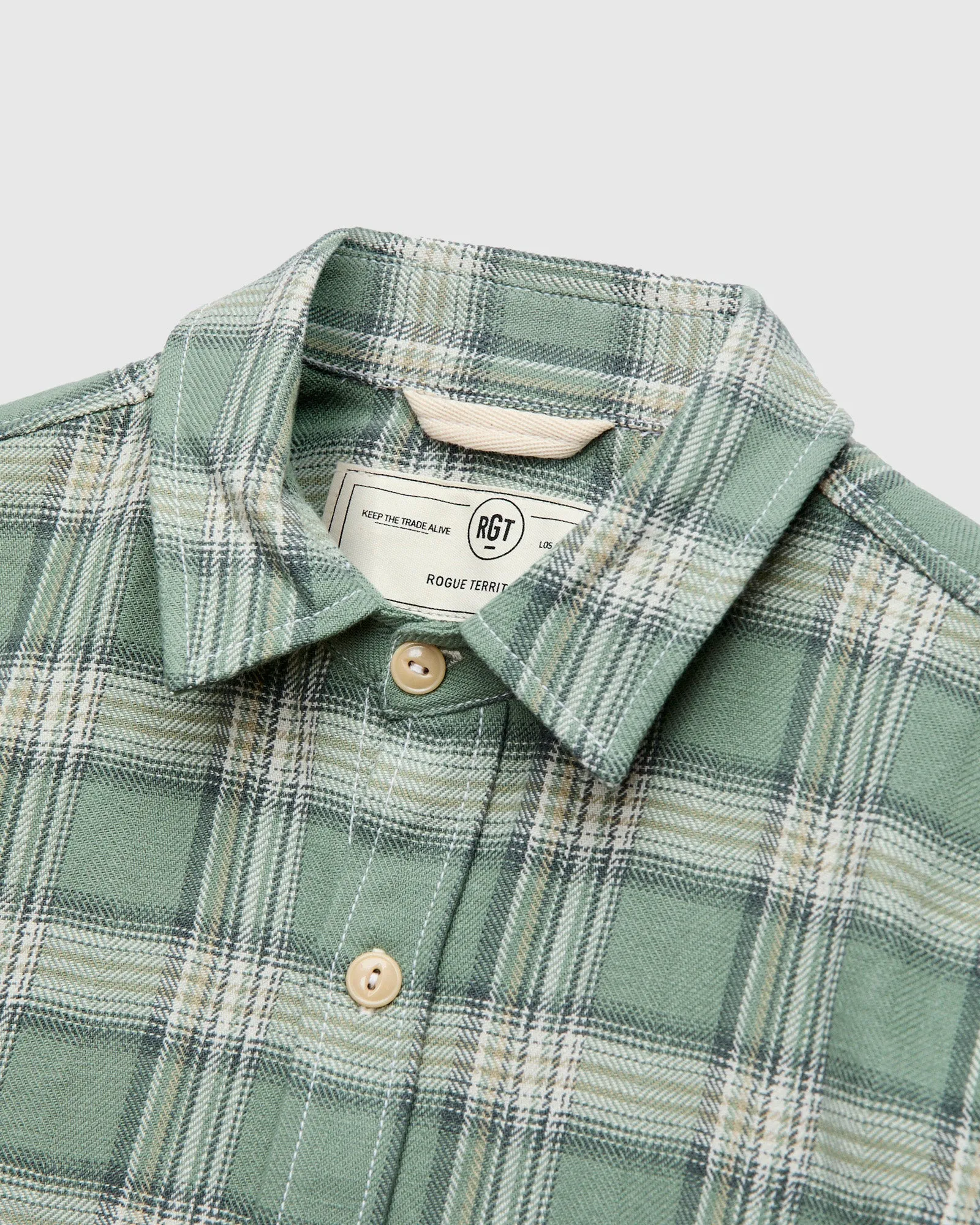 "Oxford Shirt" in Sage Herringbone Plaid