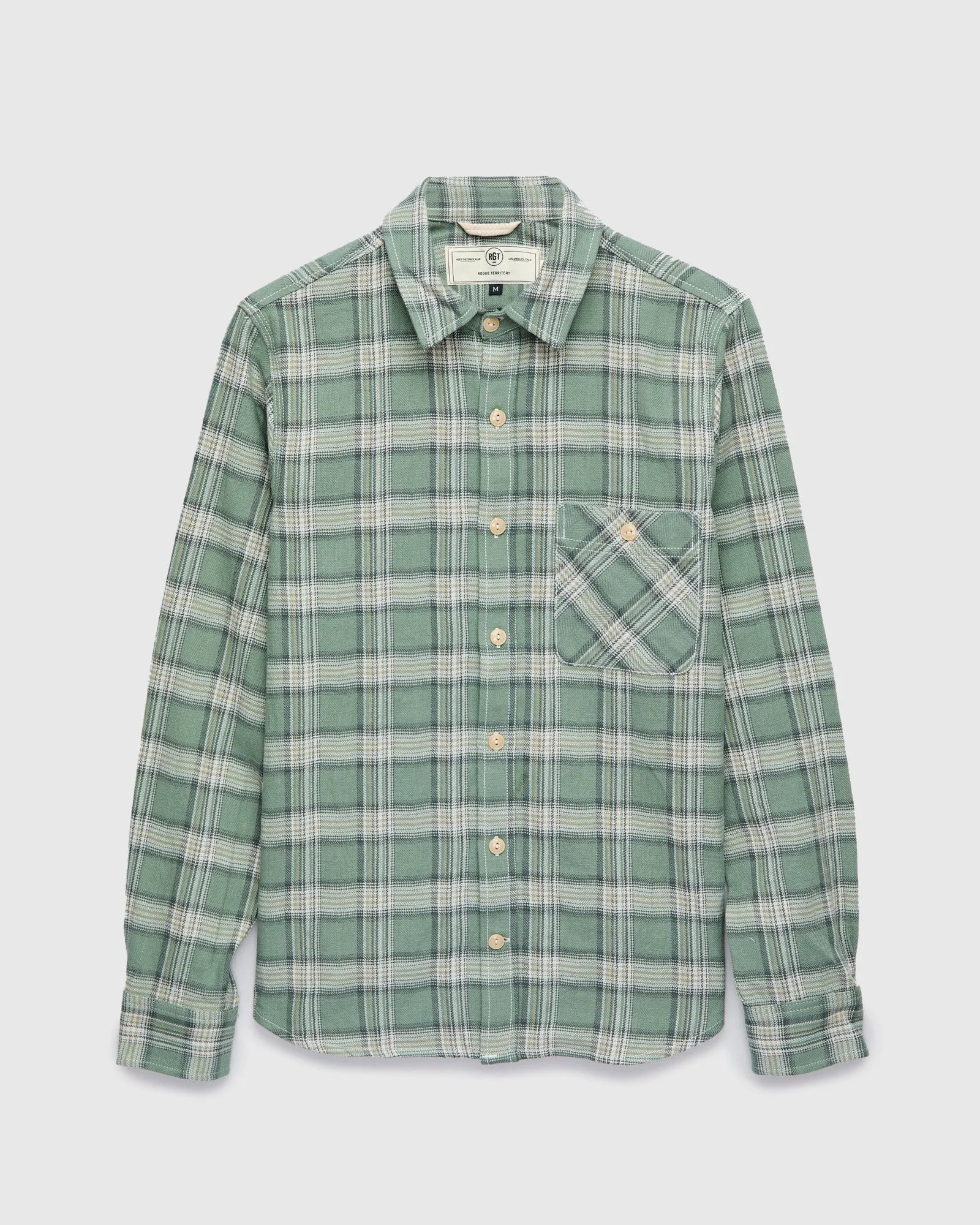 "Oxford Shirt" in Sage Herringbone Plaid