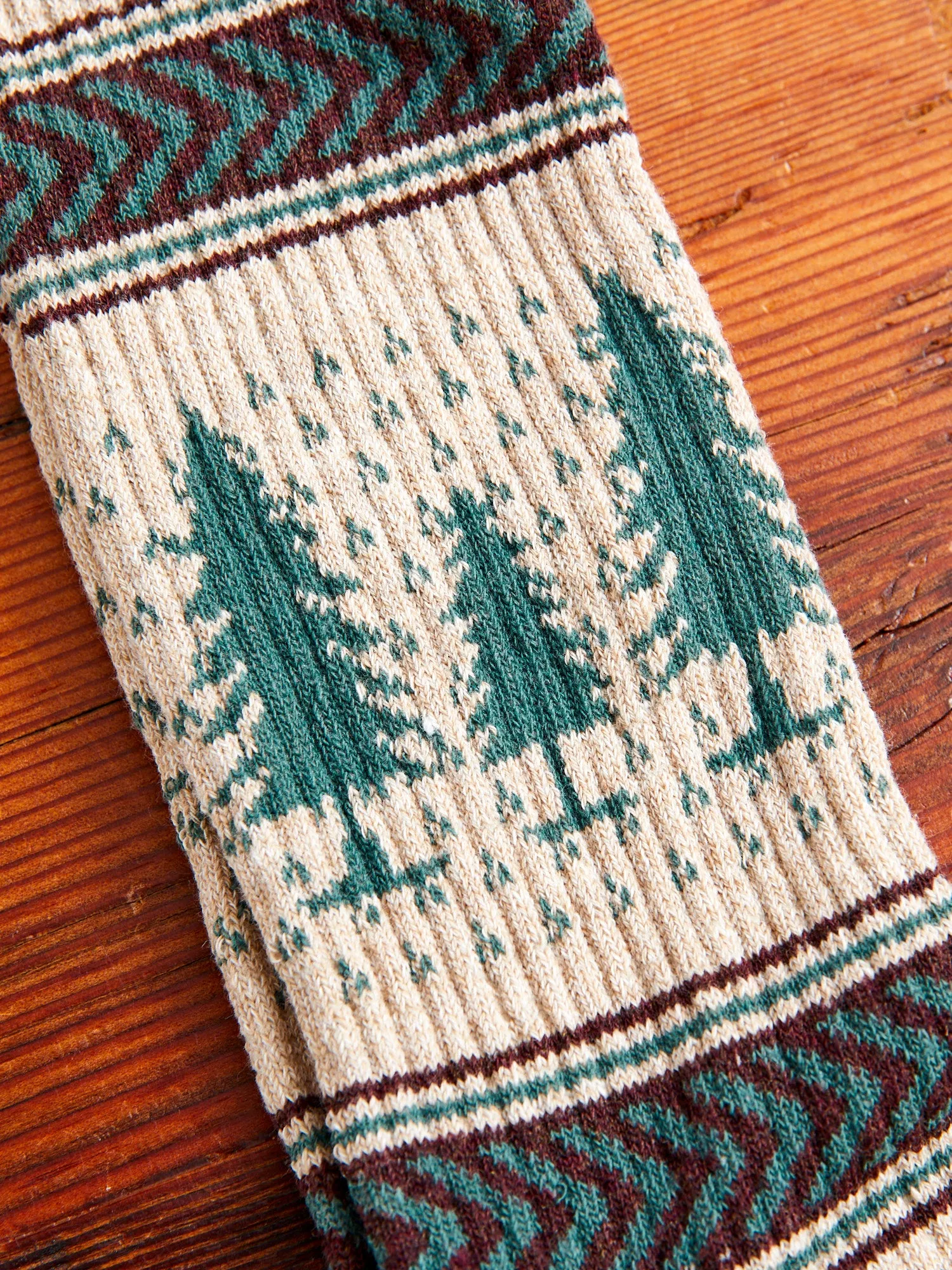 Recycled Cotton Camp Socks in Evergreen Pines