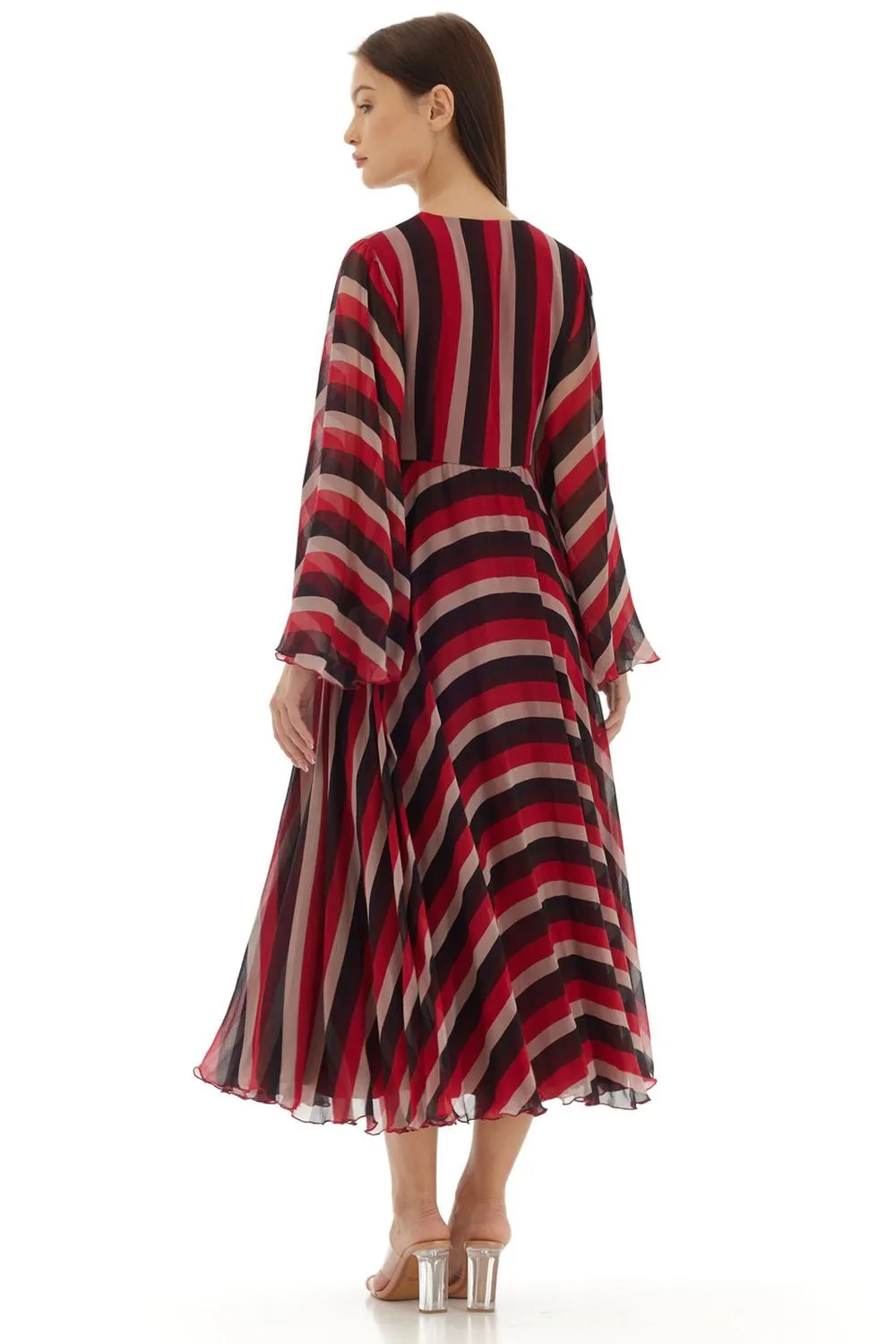 Red, Black & Off White Stripe Short Dress