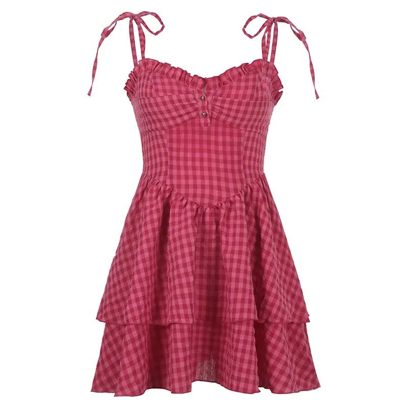 red plaid dress  KF81469