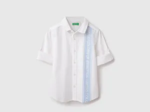 Regular Fit Spread Collar Printed Oxford Shirt