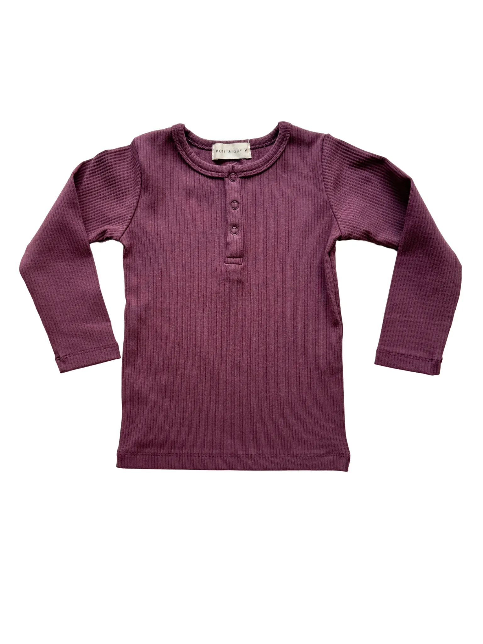 Ribbed Long Sleeve Top in Plum
