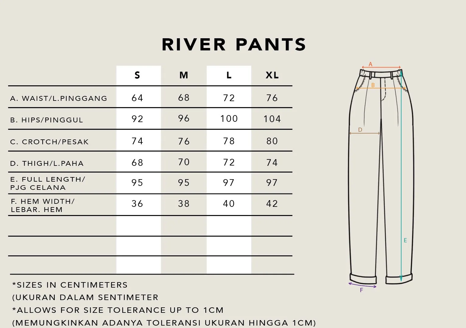 RIVER PANTS PLAIN BEIGE
