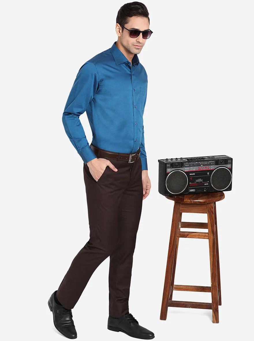 Royal Blue Solid Slim Fit Formal Shirt | Metal