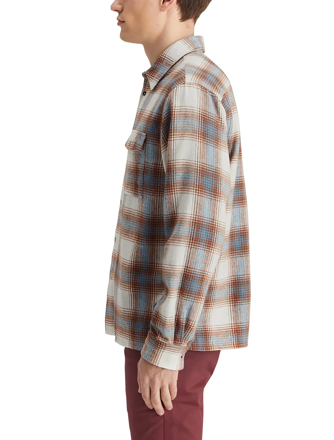 Sand-Blue Yarn Dyed Flannel Check Shirt