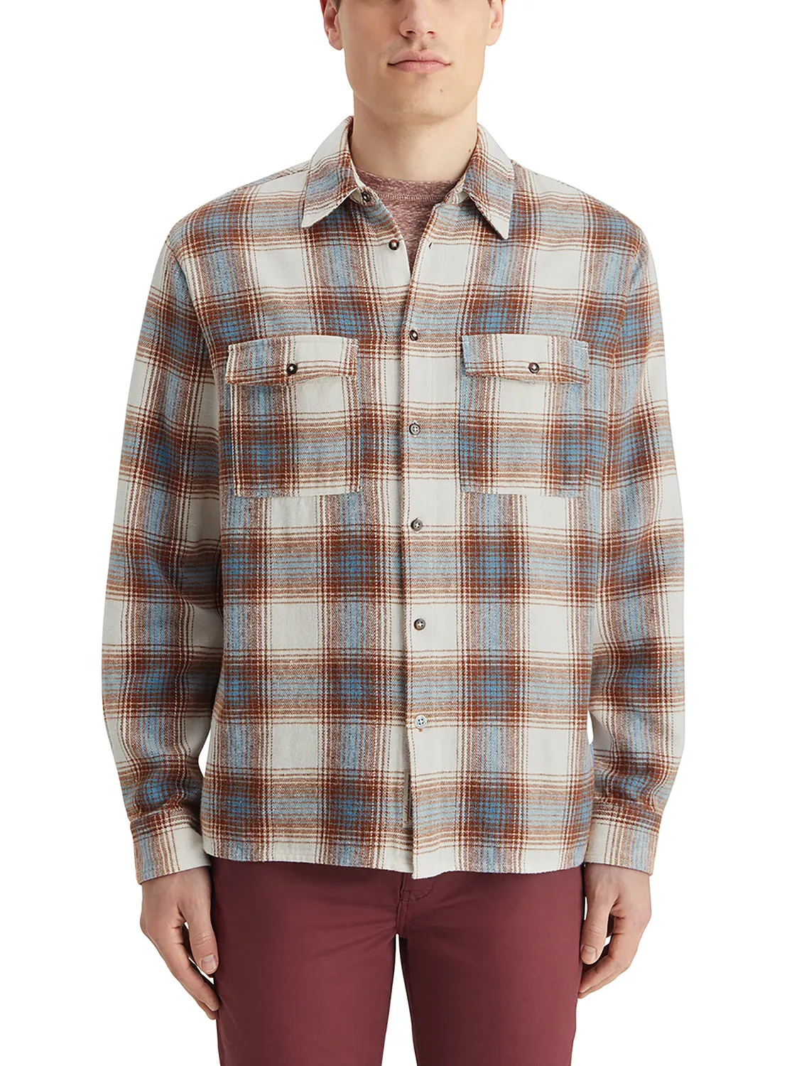Sand-Blue Yarn Dyed Flannel Check Shirt