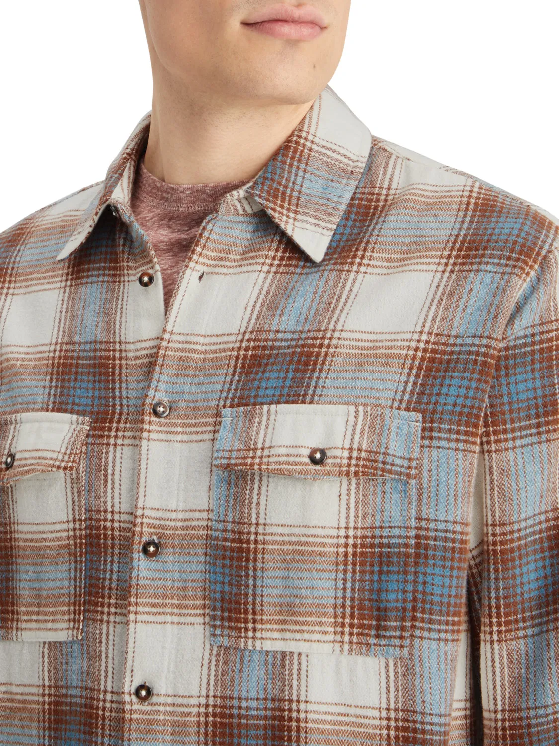 Sand-Blue Yarn Dyed Flannel Check Shirt