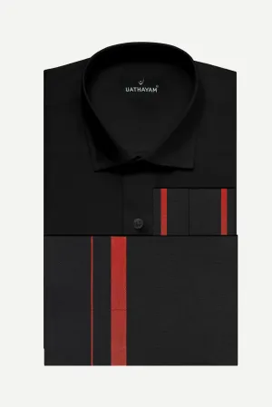 Saranam Set - Black Shirt and Black Dhoti with Red Border 3-in-1 Devotional Set for Men | Uathayam