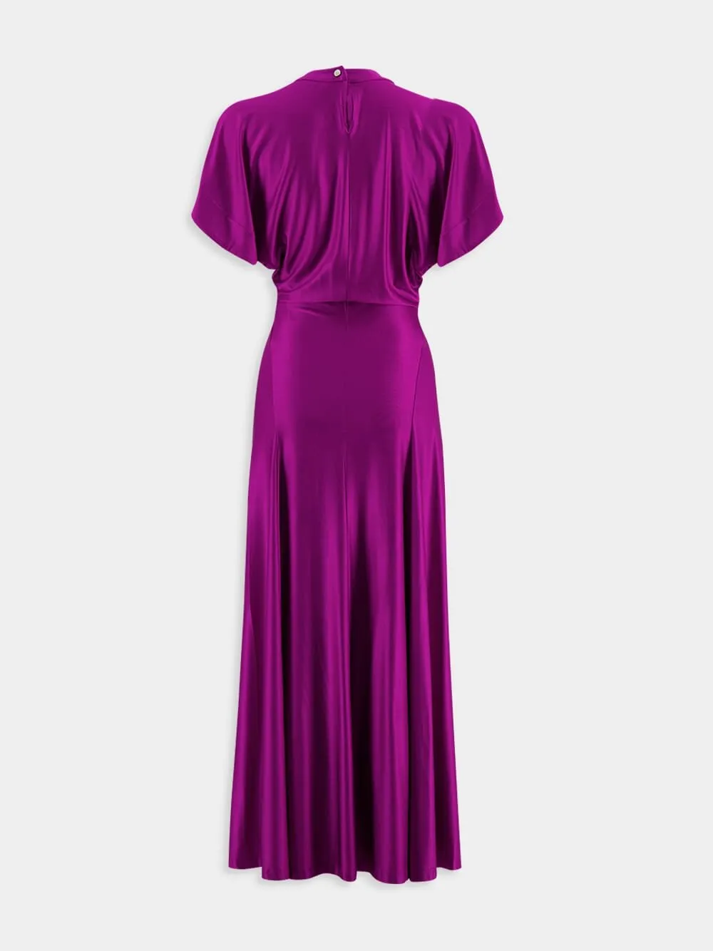 Satin Finish Long Draped Dress