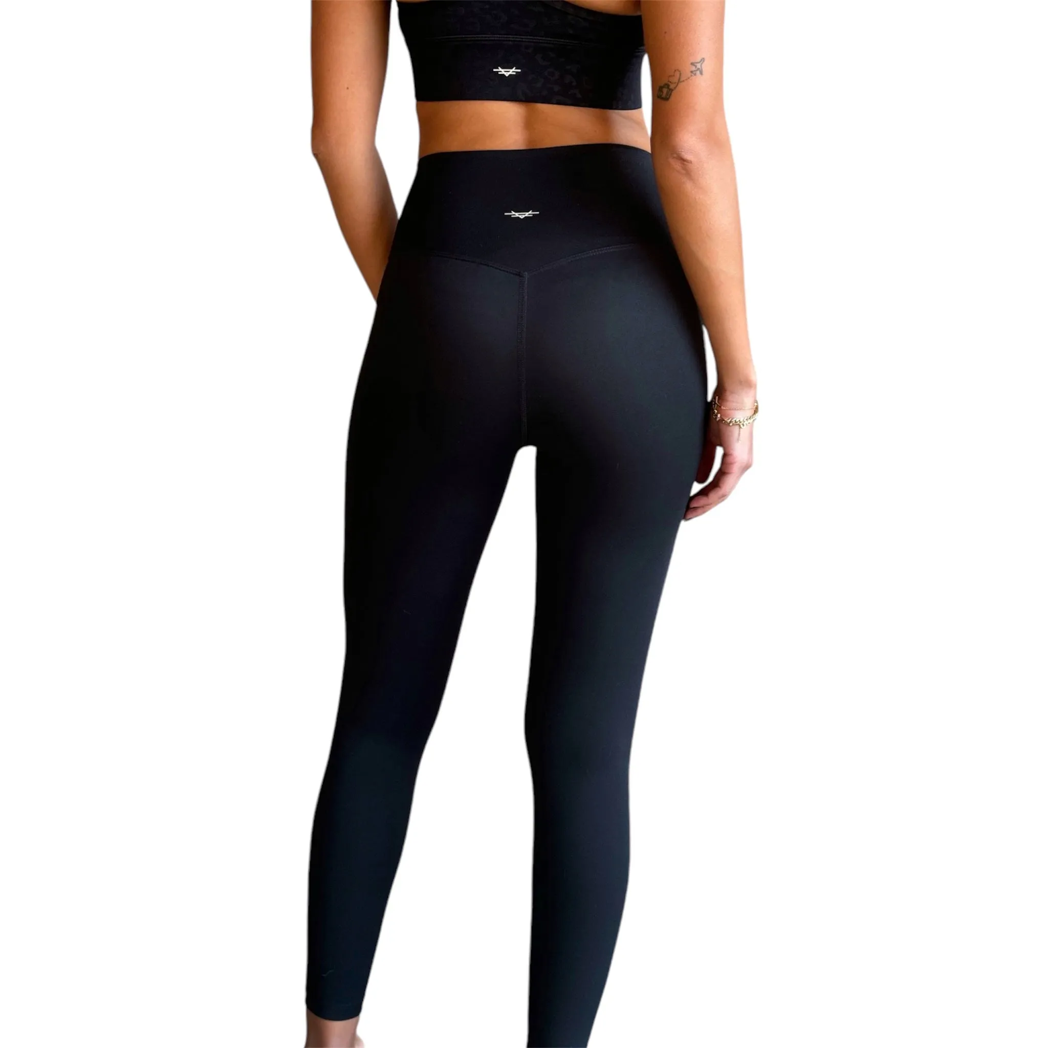 Seamless Front Basic Leggings - Black