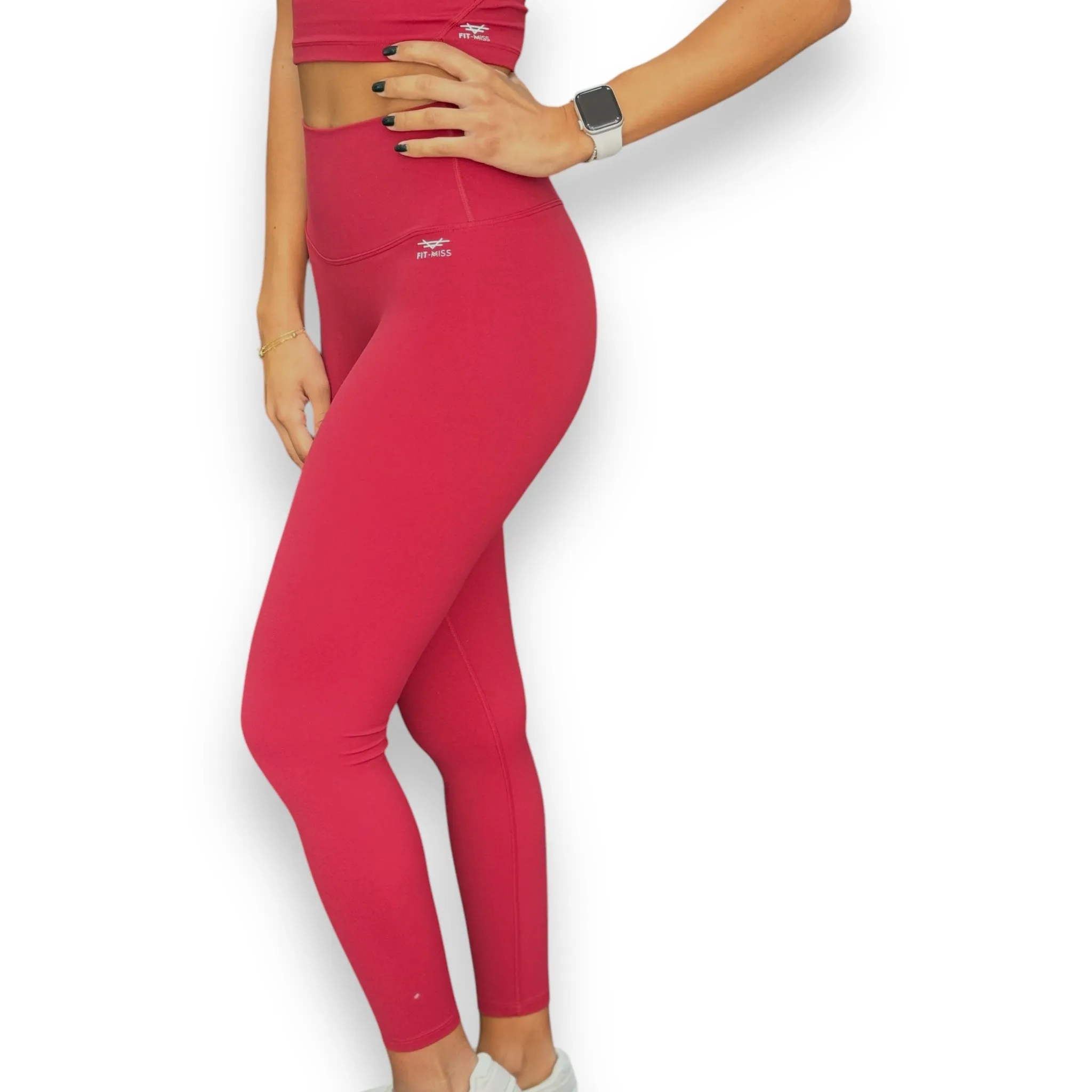 Seamless Front Basic Leggings - Burgundy