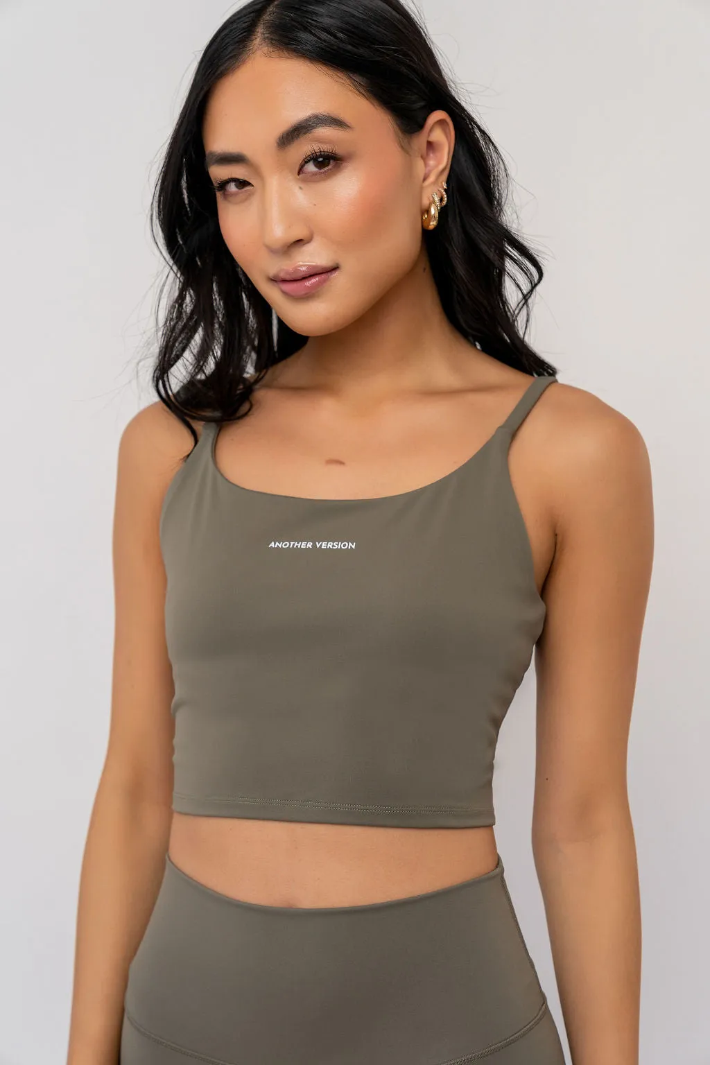SECOND SKIN CROPPED CAMI - OLIVE