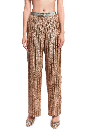 Sequin embroidered pants