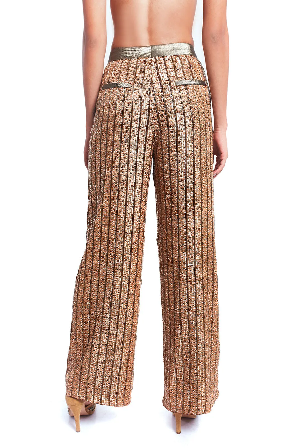 Sequin embroidered pants