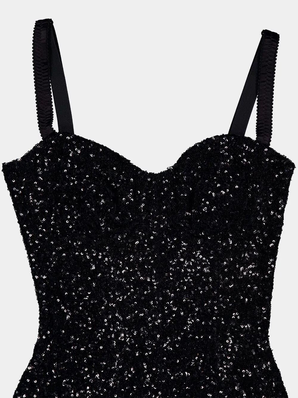 Sequinned Sweetheart-Neck Minidress