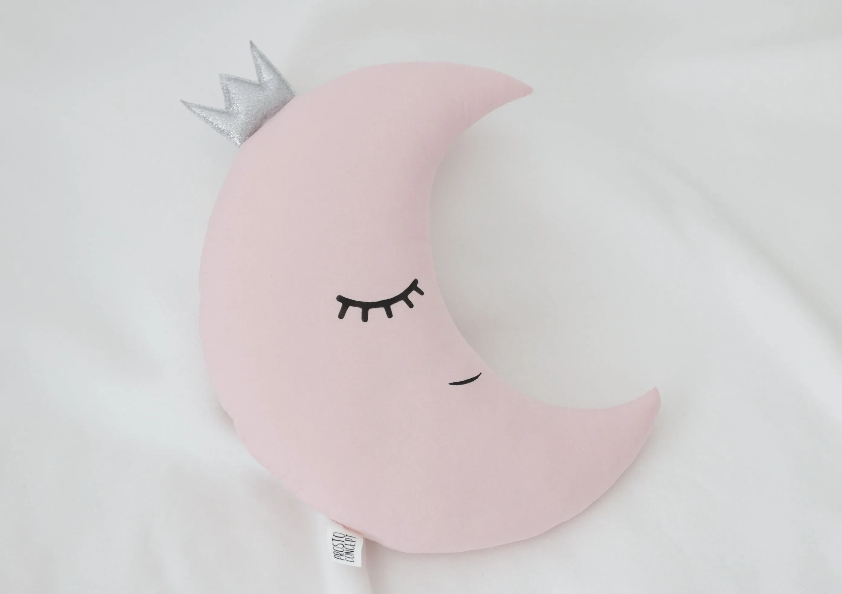 Set of 2 Pillows - Crescent Moon Pillow (5 colors) with Crown and Light Gray Star Pillow